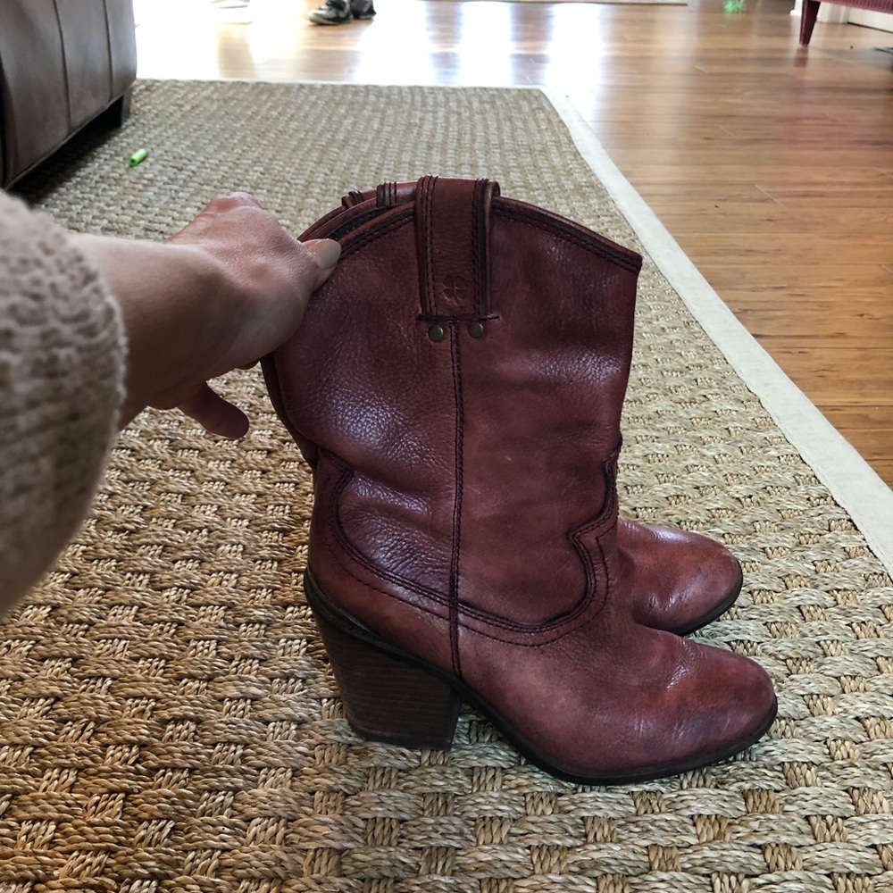 Lucky Brand Red Leather Boots sz 6 1/2